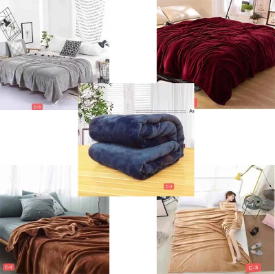 Celina Home Textiles Random Color New 180*200 cm Super Soft Warm Solid Warm Micro Plush Fleece Blanket Throw Rug Sofa Bed BL03