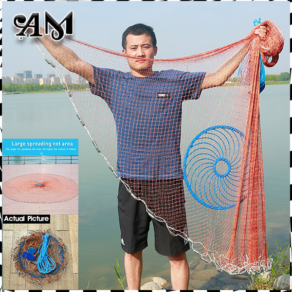 Upgraded American Hand Cast Net With Flying Disc Easy Throw Fly