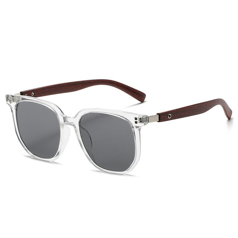 xuanou123 1pc Men's Tea Brown Sunglasses, Unisex Vintage Wood Grain Legs  Square Frame Sunglasses, UV Protection