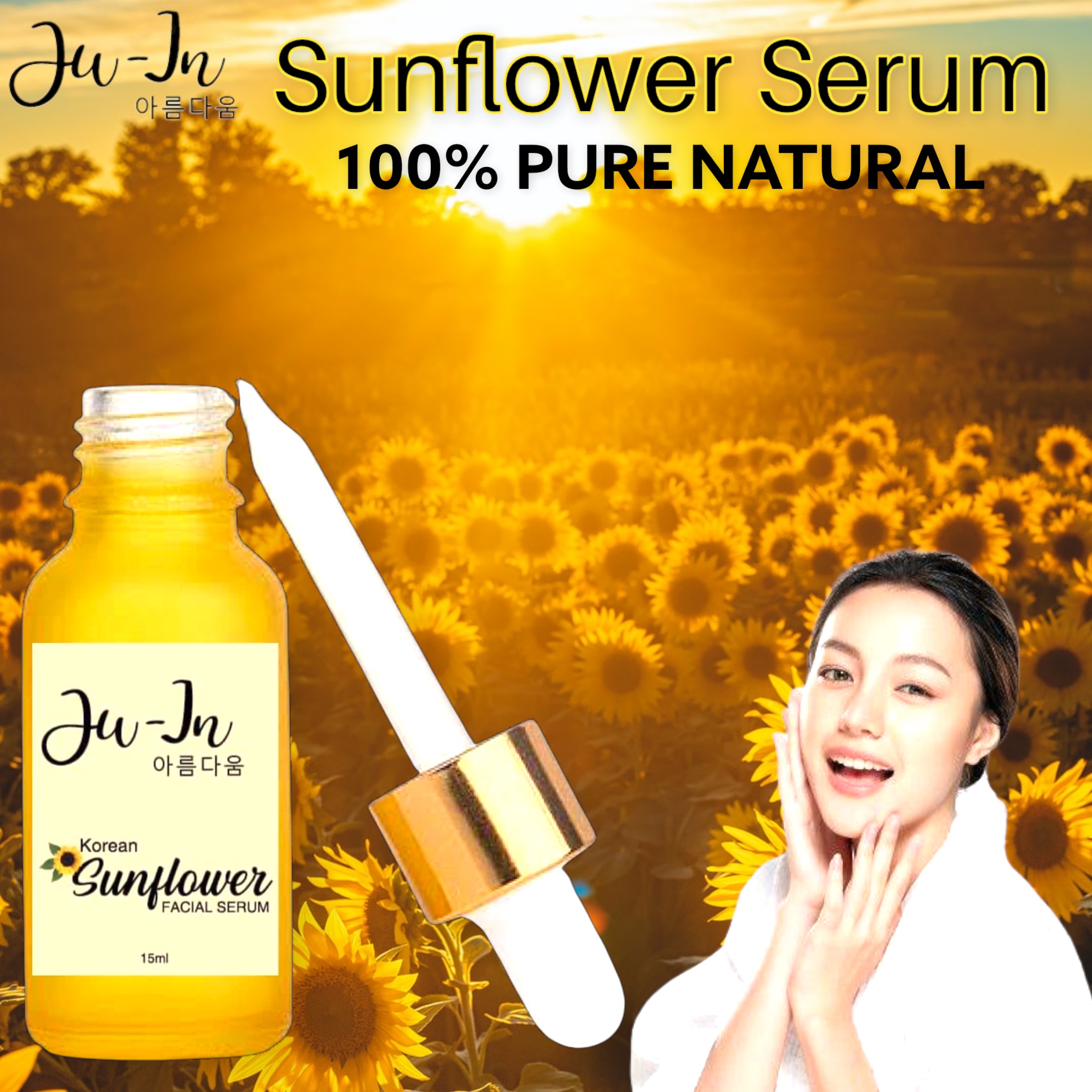 Original JuIn Korean Sunflower Facial Serum Liquid Moisture Essence