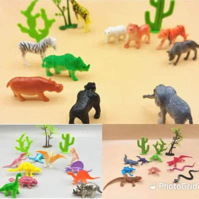 Animals and dinosaurs rubber toys 13 in 1 play set best gift for kids