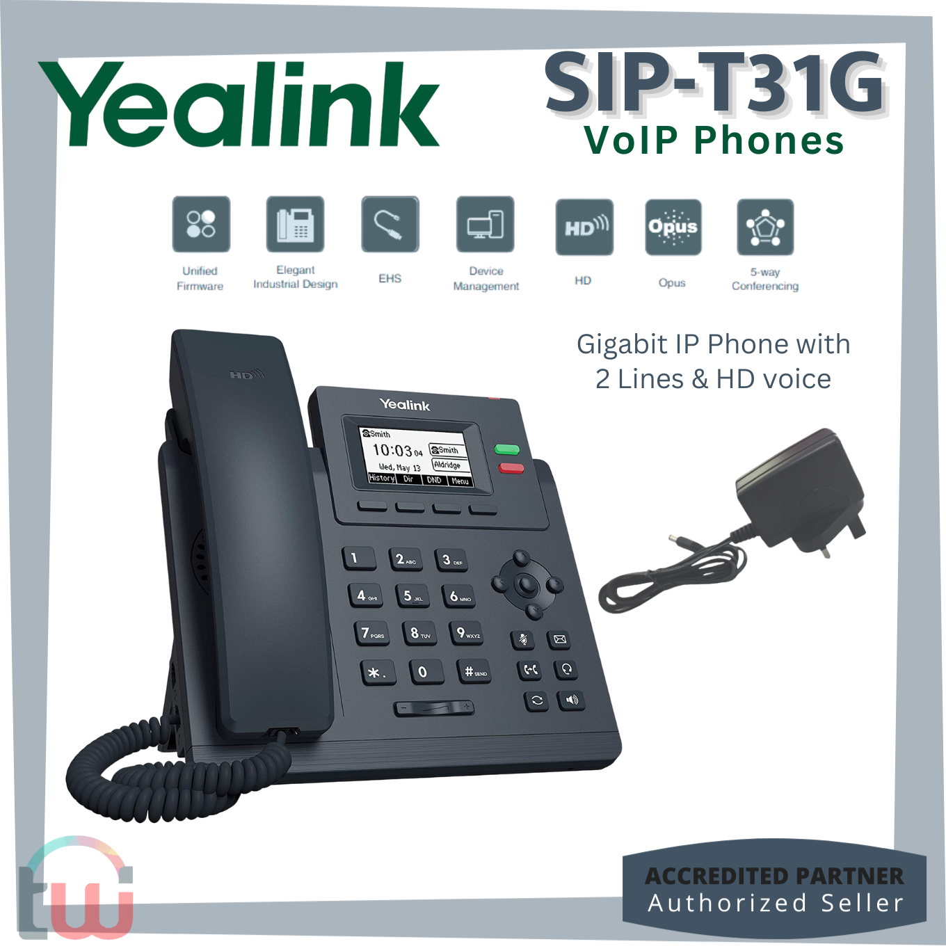 YEALINK IP Desk Phones SIP-T31G Gigabit Entry Level with 2 Lines HD Voice  Handset Speakerphone Telephony Conference PoE | Lazada PH