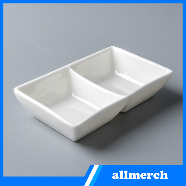 Dipping Rectangle Sauce Dish divided white sauce dishes Restaurant Tableware Saucer 2