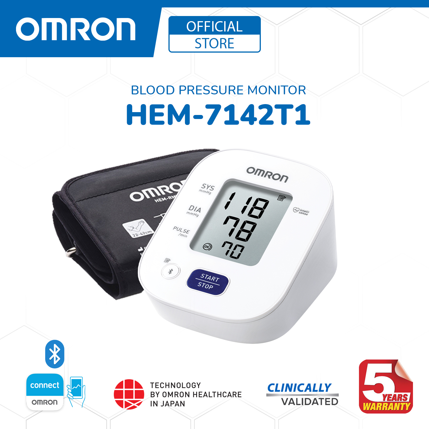 OMRON Automatic Upper Arm Blood Pressure Monitor BP HEM7142T1 Digital with Bluetooth Lazada PH