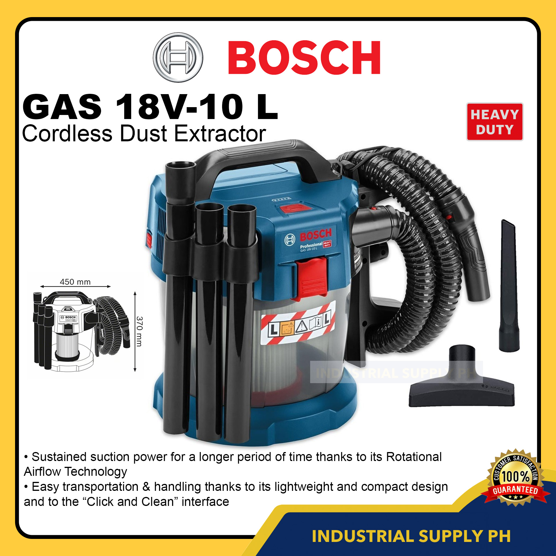 Bosch Professional Akku-Nass-/Trockensauger GAS 18V-10L Sol