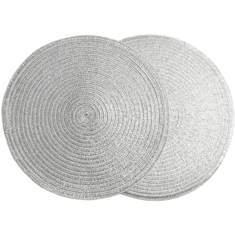 36cm Round Placemats Set of 6 Decorative Placemats Glitter for Holiday