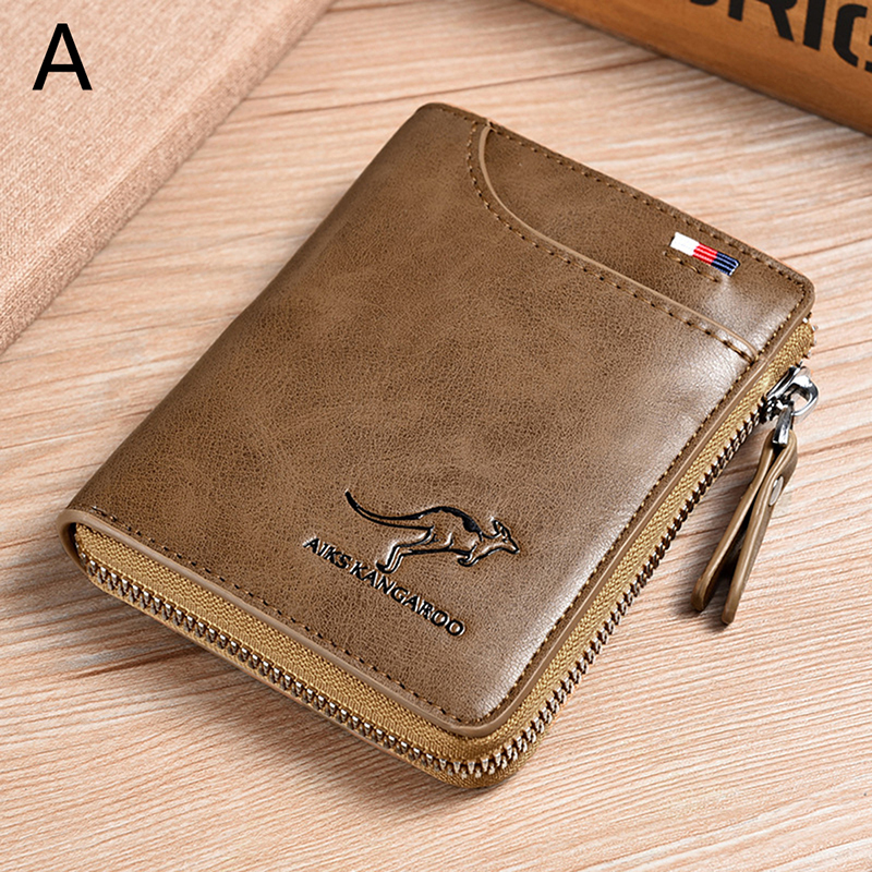 XS🔥Ready Stock🔥 Kangaroo Wallet RFID Blocking Wallet with Zipper Multi Credit Card Holder Purse