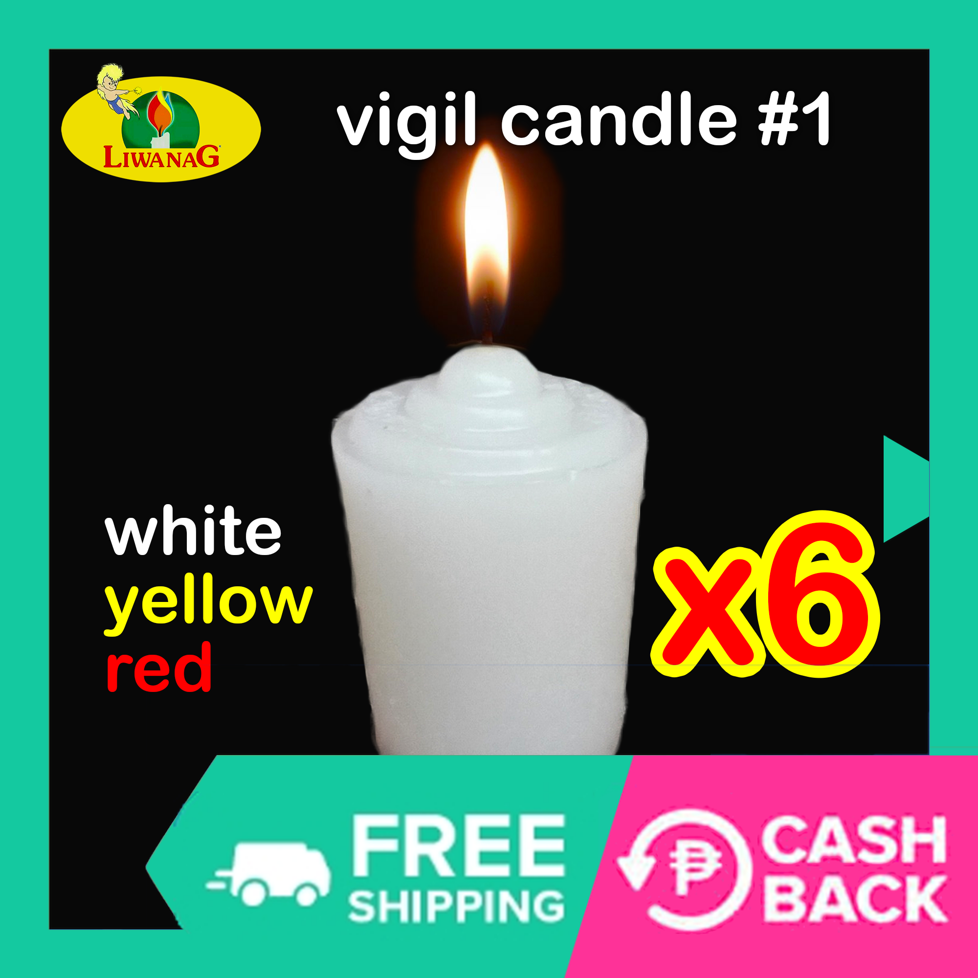 6 pcs LIWANAG VIGIL CANDLE #1 V#1 V1 VC1 for Altar Cemetery Prayer ...