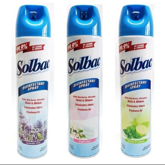 SOLBAC DISINFECTANT SPRAY 400 GRAMS [3in1 Action DisinfectantDeodorizerAir Freshener