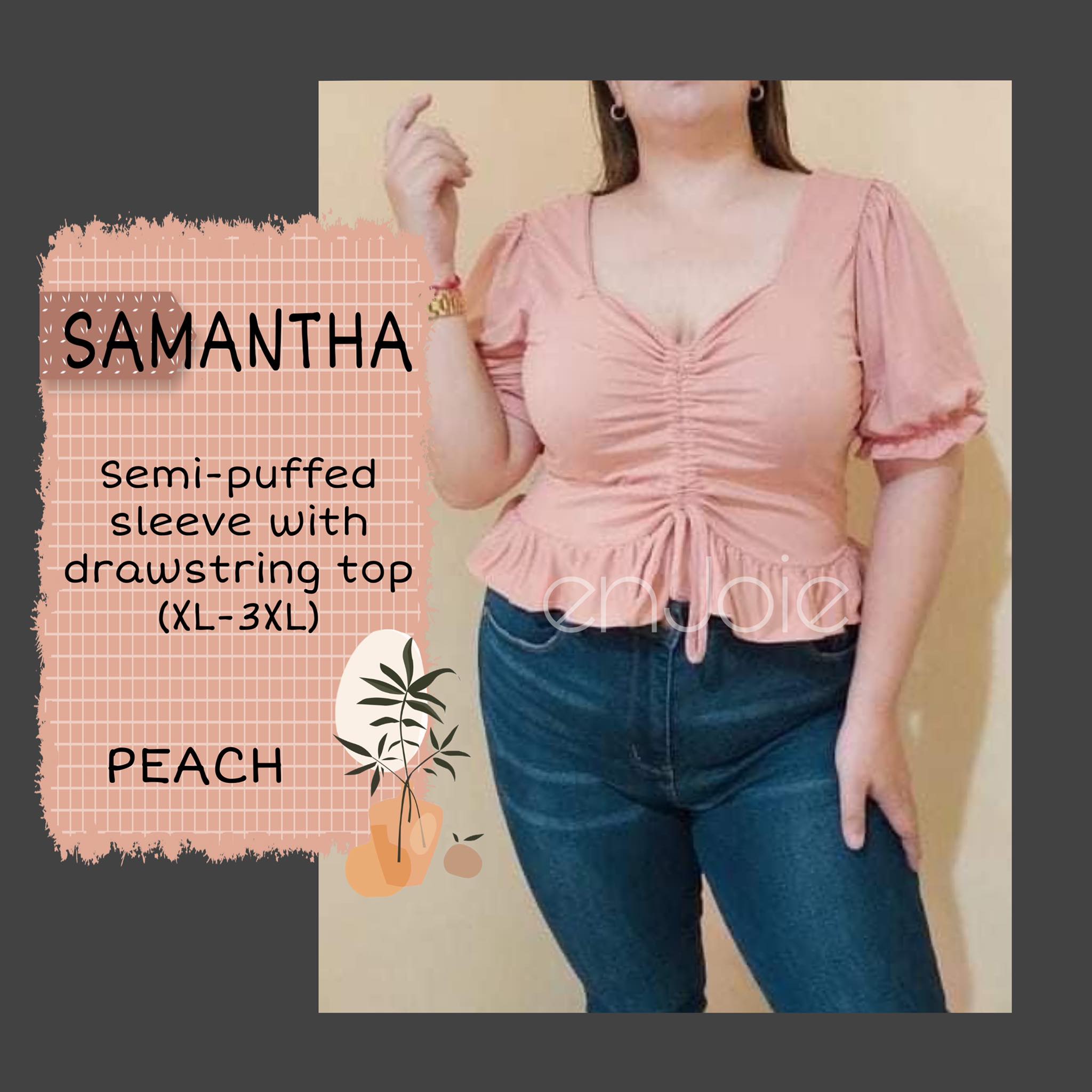 Ruffled top with adjustable drawstring