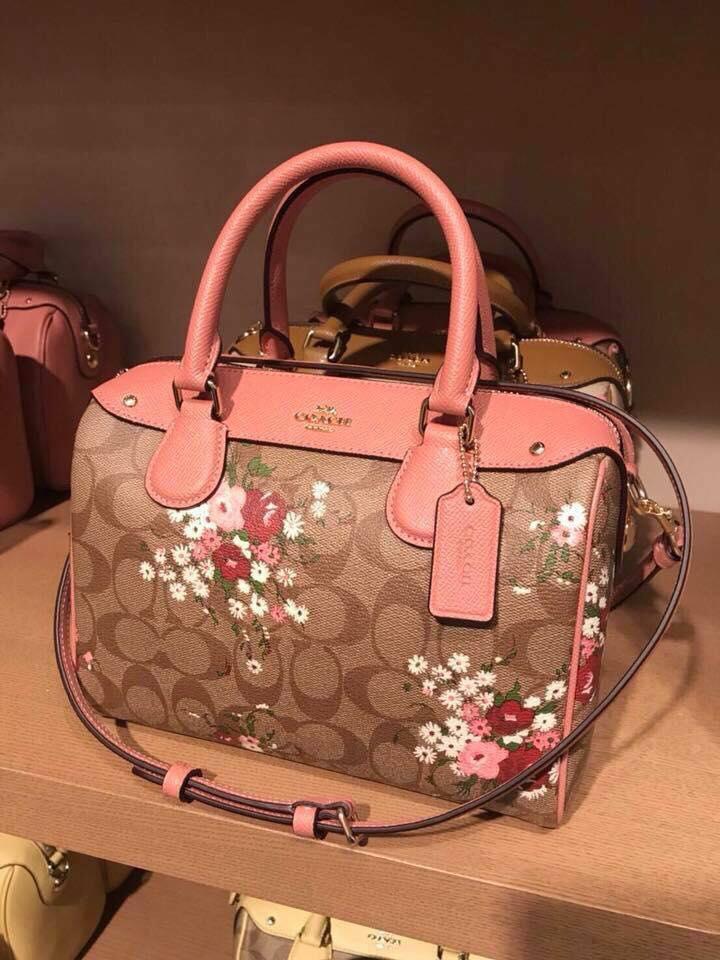 Coach mini Bennett 2024 jumbo floral satchel and wallet set