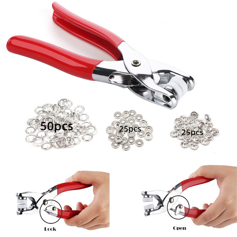 Fastener Snap Pliers Buttons Press Fixing Tool + 100Pcs Ring Snap Clothes  Crafting Tool Clothes Snap Button Tool