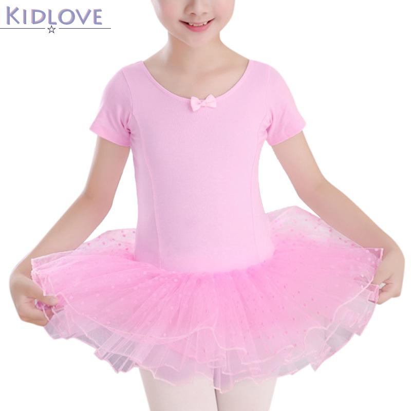 New Kid Girl Gymnastics Training Ballet Dance Bowknot Tutu Dress Skate Dancewear