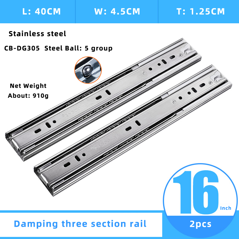 3 way Soft Close Drawer Sliding Track Stainless Steel Drawer Slide Rail