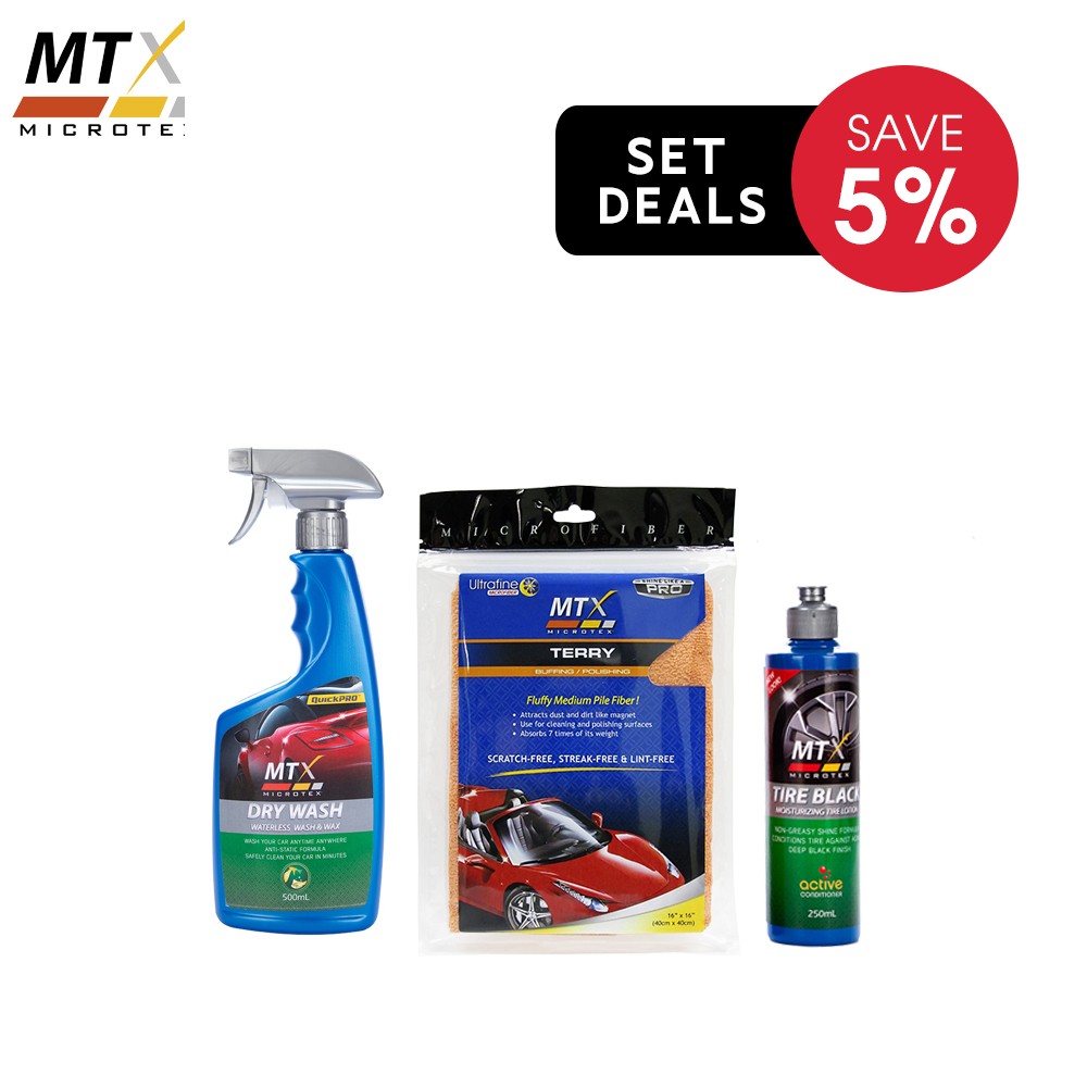 Microtex Car Care Cleaning Package 8 (Dry Wash 500ml, Terry Microfiber ...