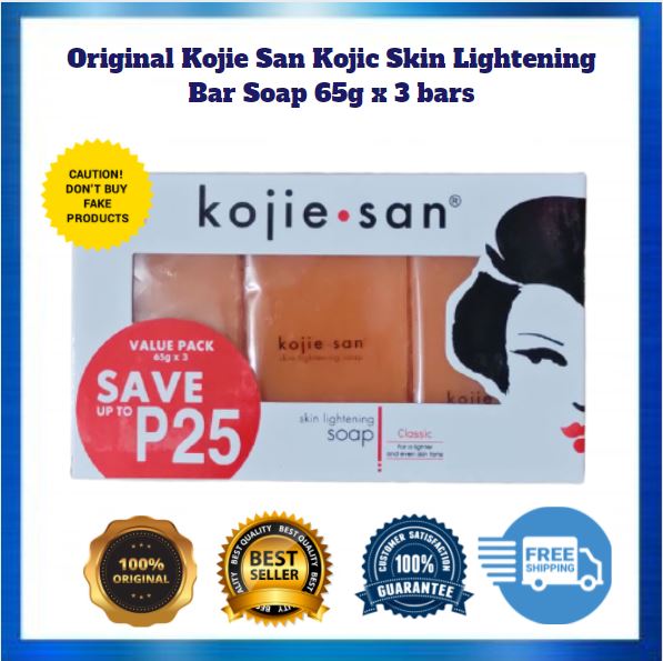 Original Kojie San Skin Lightening Kojic Acid Bar Soap 65g x 3 Bars ...