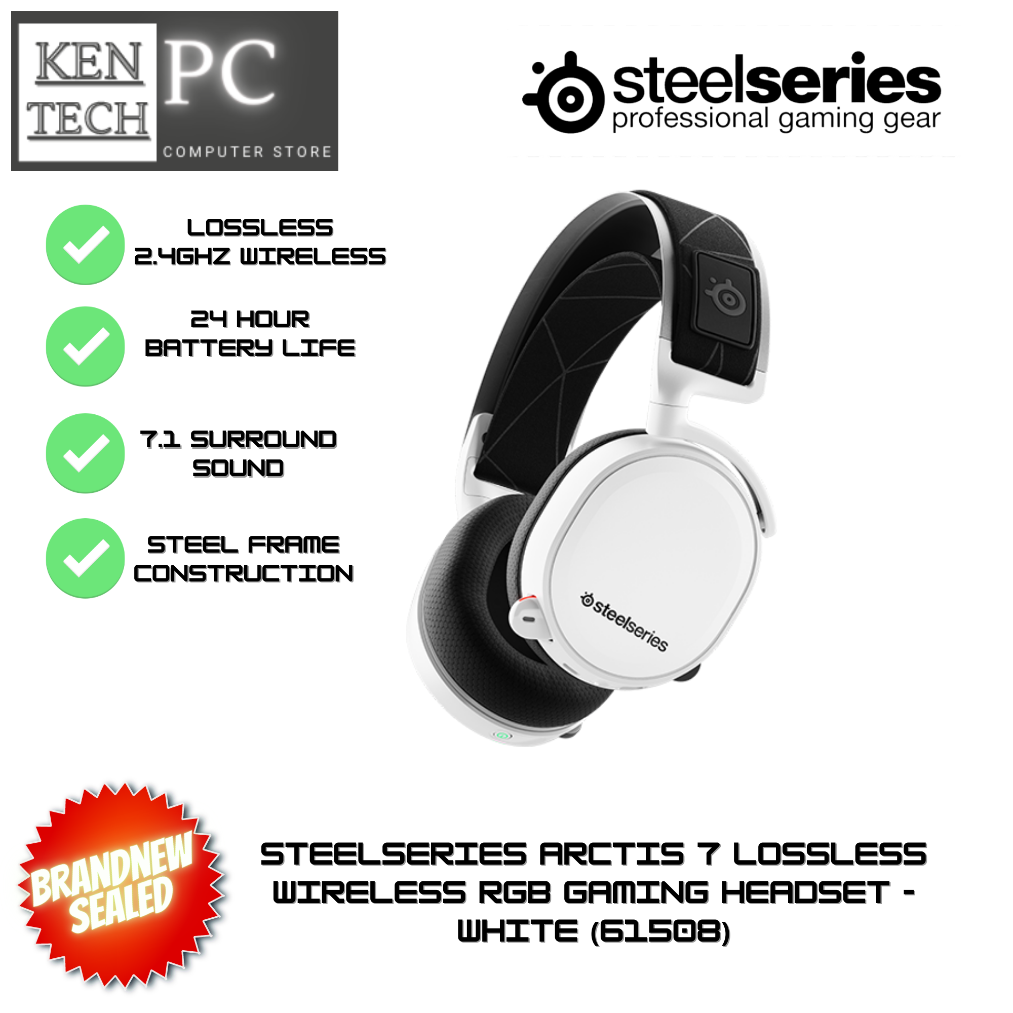 SteelSeries Arctis 7 White Lossless 