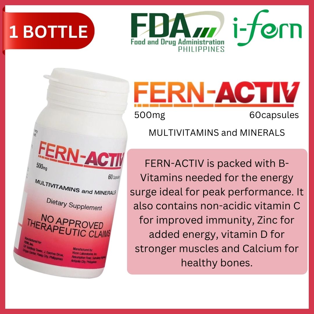 IFERN Fern Activ Multivitamins and minerals 60 Capsules 500mg 1 Bottle ...