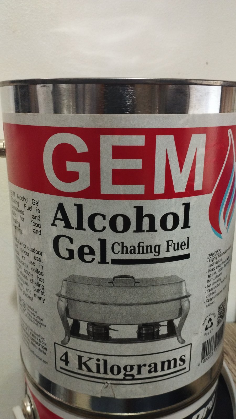 GEM Alcohol Gel Chafing Fuel Ethanol 4KILO Big Can (For Heating Buffet