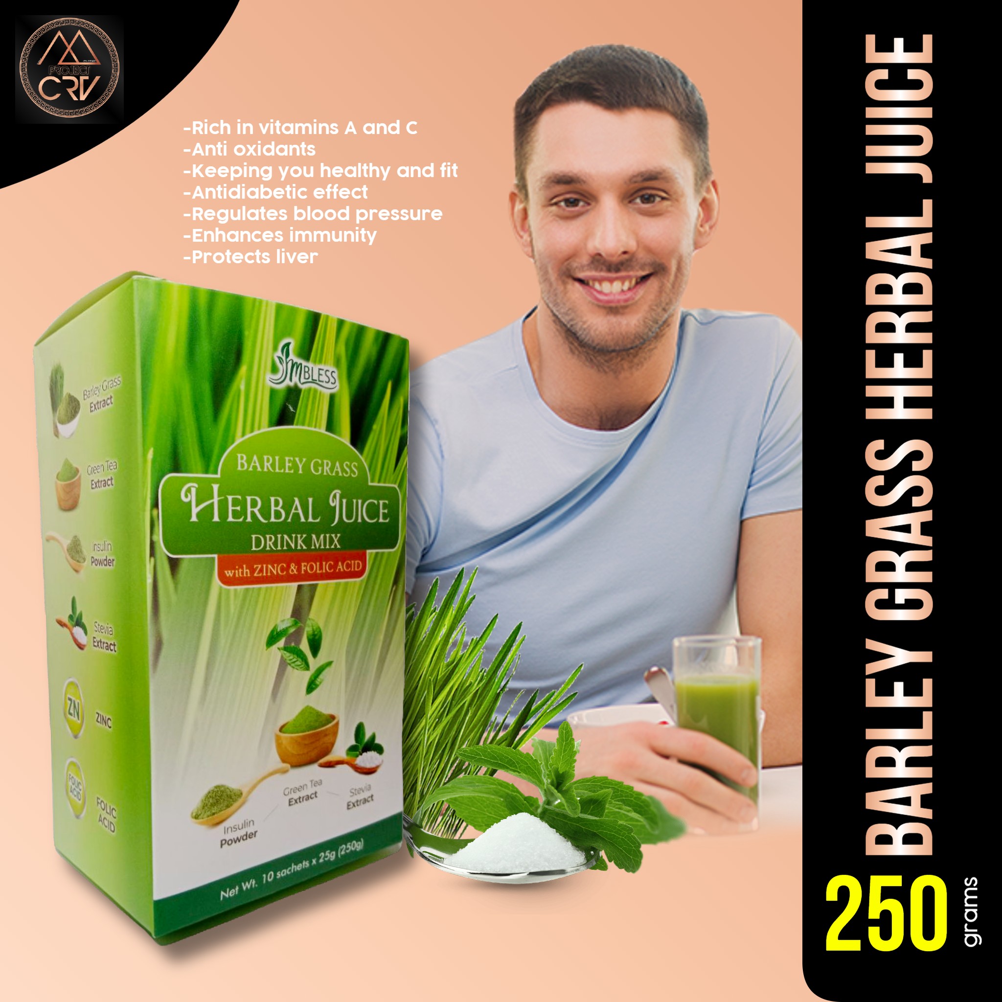 Original Barley Grass Herbal Juice JMBless 10 sachets Drink Mix