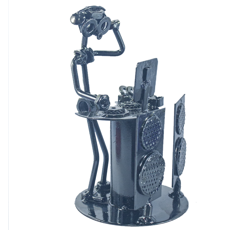 Handcrafted Metal Musician DJ Metal Diorama Metal Art Sculpture