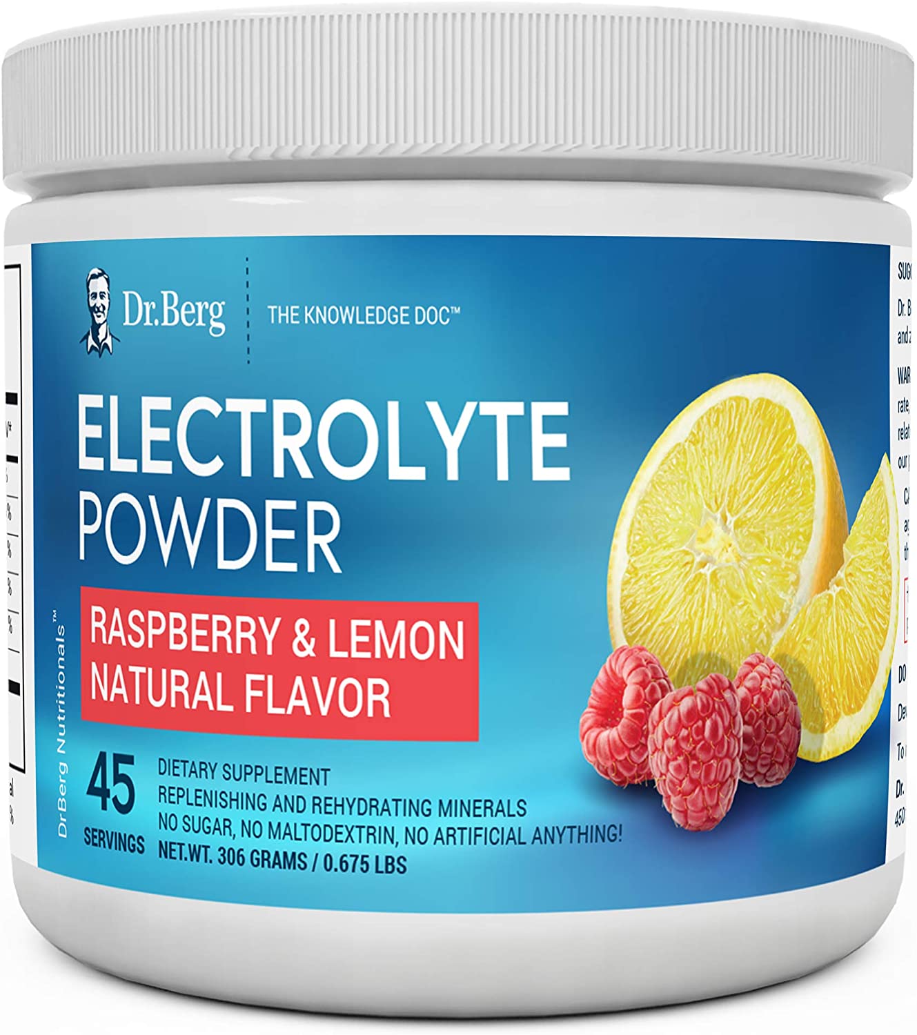 Dr. Berg’s Electrolyte Powder Raspberry & Lemon Natural Flavor 45