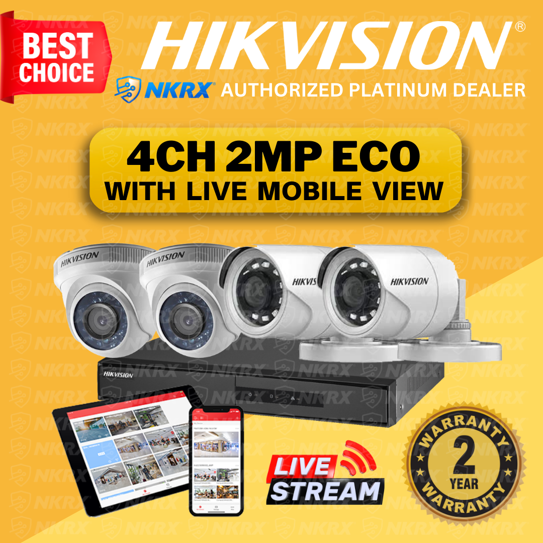 HIKVISION CCTV PACKAGE 4CH 2MP Eco 4 Camera Turbo HD CCTV Package Kit 4 ...