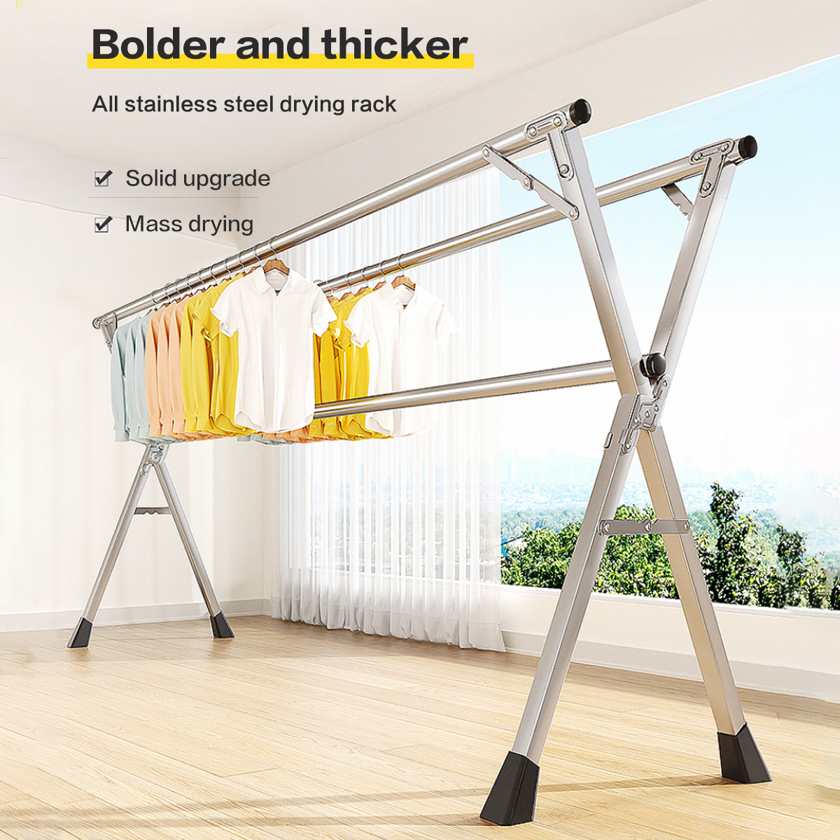 240CM/160CM Drying Rack Stainless Steel Windproof adjustable Foldable