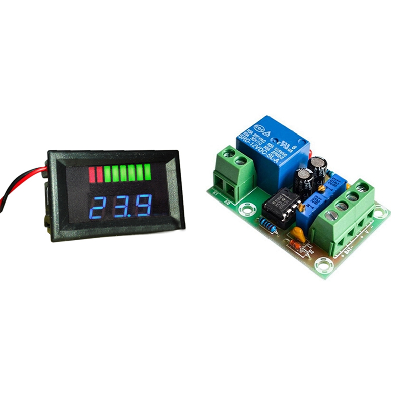 12V ACID Lead Battery Capacity Indicator Charge Level LED Tester & XH-M601 12V Battery Charging Control Protection Board