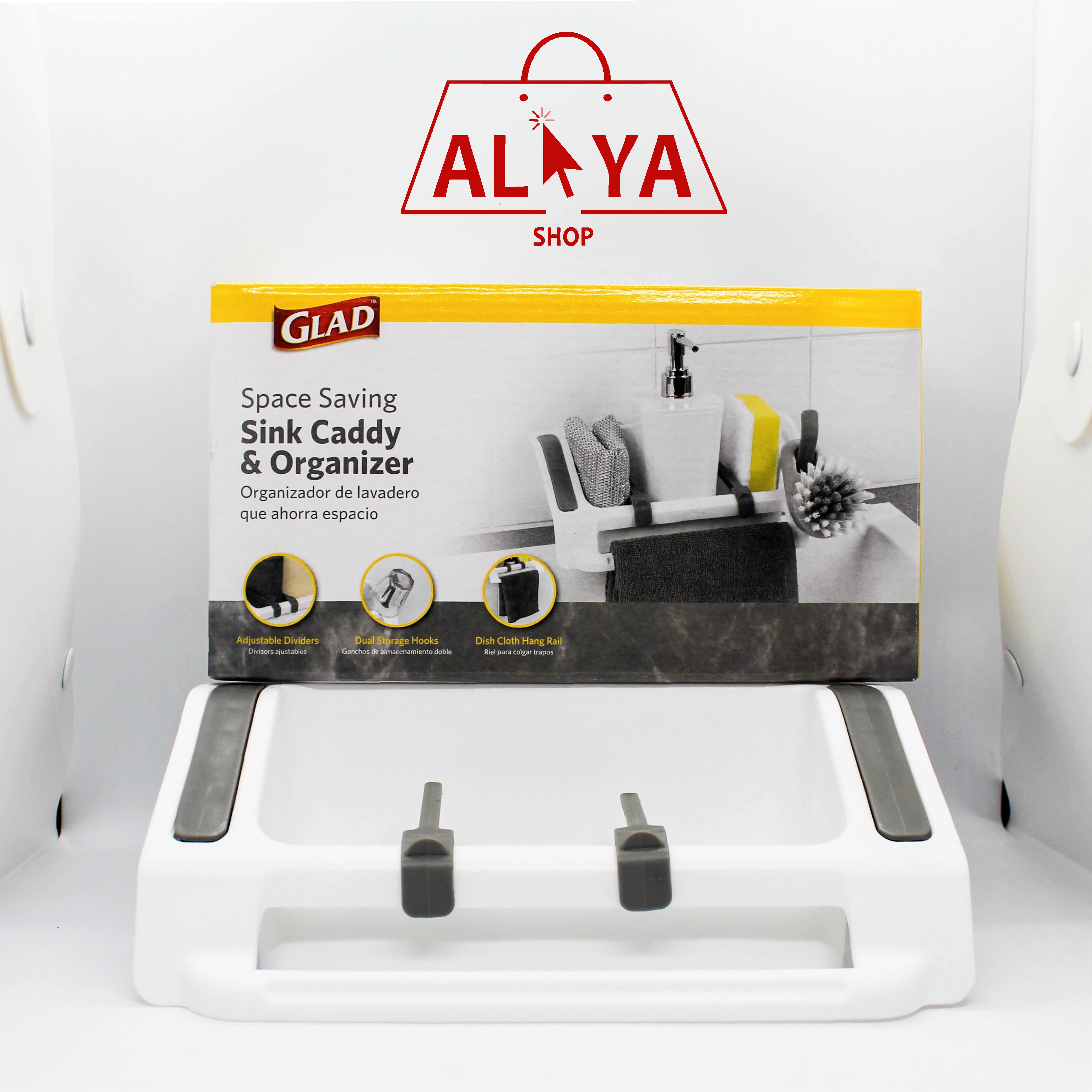 Glad Space Saving Sink Caddy & Organizer Sponge Holder Brush Soap