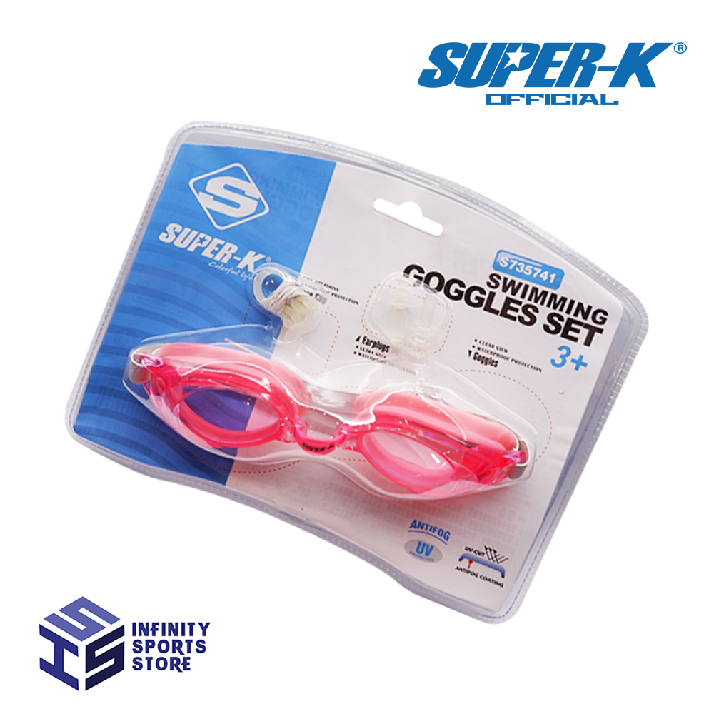 Super-K Swimming Goggles 3in1 Combo x set (SK-35741) Adjustable