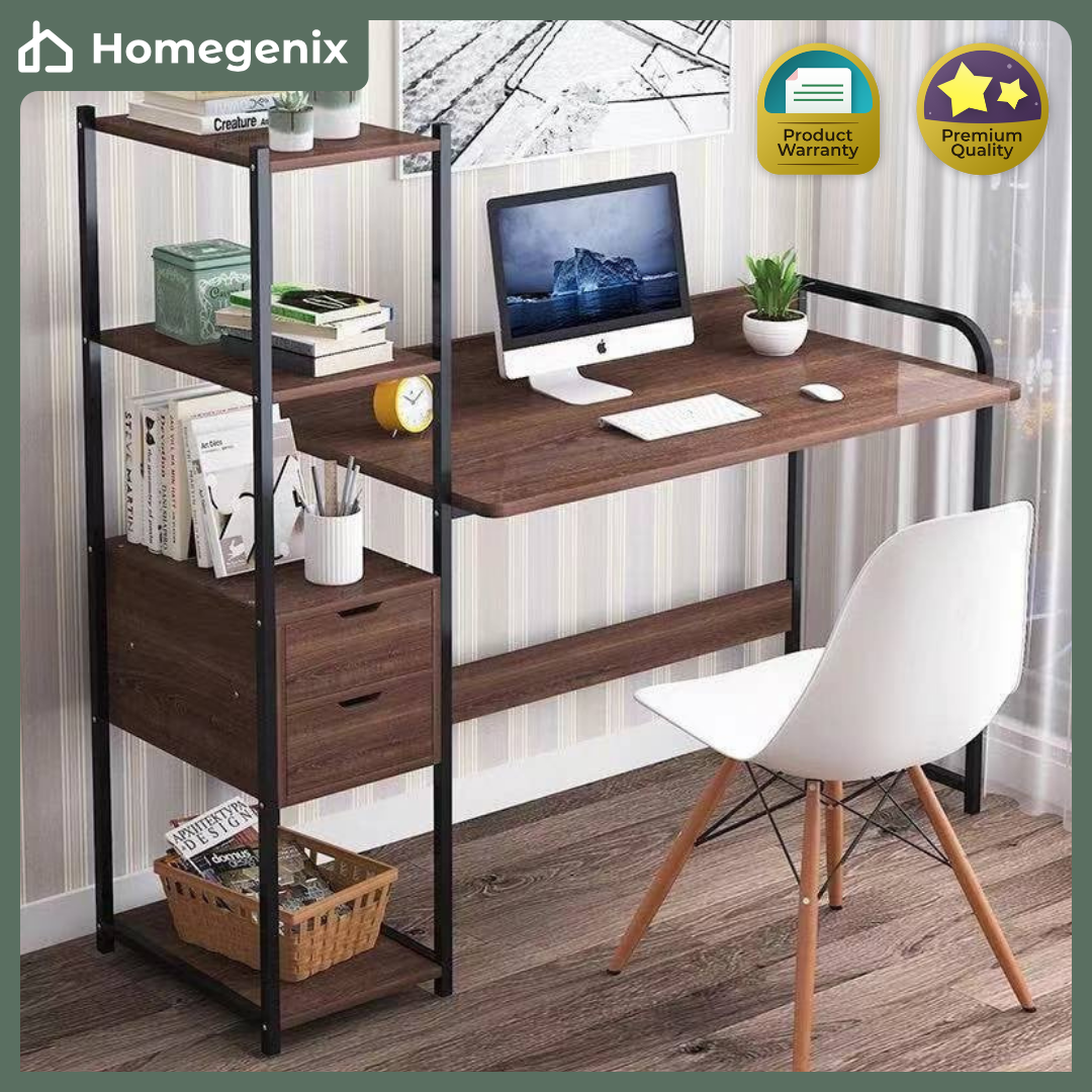 Wooden Scandinavian Table with Drawers l Study Table l Work Table l