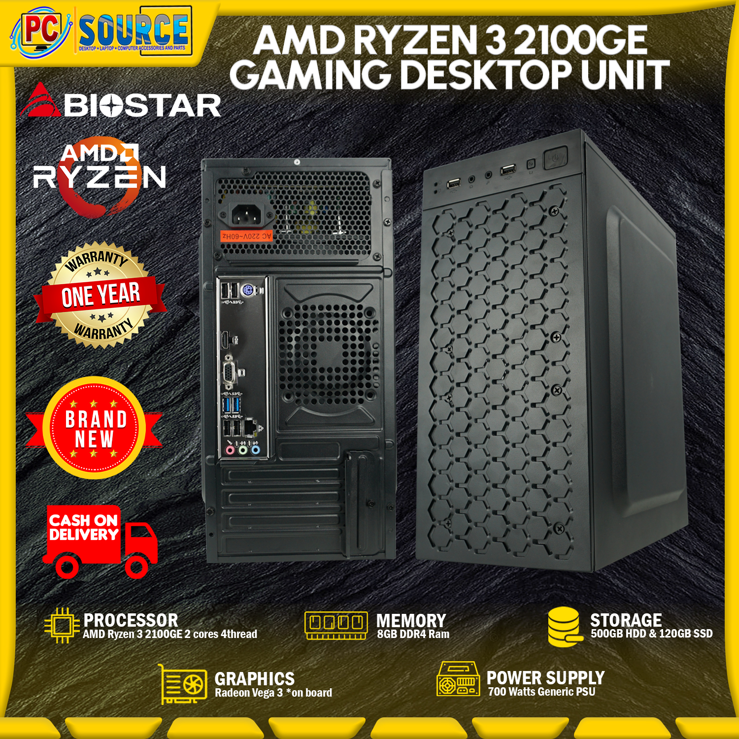 AMD Ryzen 3 PRO 2100GE 3.2Ghz w/ Vega 3 Graphics Desktop Gaming PC