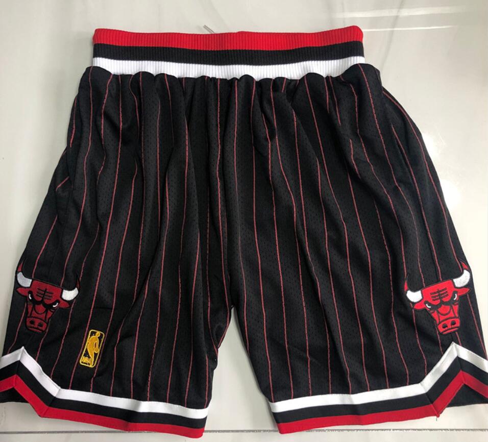 JustOneVintage Chicago Bulls Script Mitchell & Ness HWC 1997 Edition NBA (Sewn/Stitched) Red Pinstripe Re-Take Gradient Swingman Basketball Shorts Gym