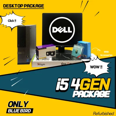 [DESKTOP PACKAGE] DELL i5-4Gen 4GB to 8GB 320GB to 500GB 19inch monitor with ACC PC SET Refurbished item