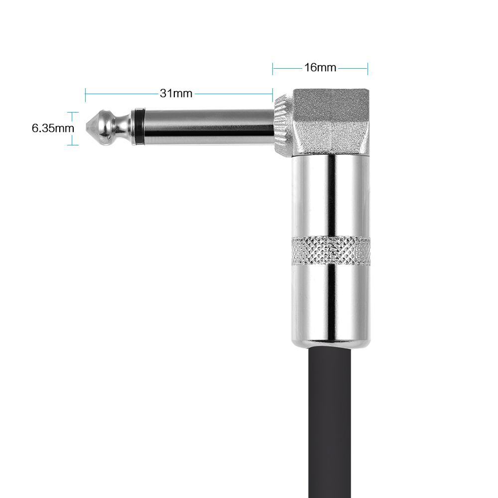 [ammoon]quà bí mật Bộ 3 Dây Cáp Nối Bàn Đạp Hiệu Ứng Ghi Ta, 30Cm/1.0ft Dài Với 1/4 Inch Áo Khoác PVC Màu Đen Phích Cắm Góc Phải Màu Bạc 6.35Mm