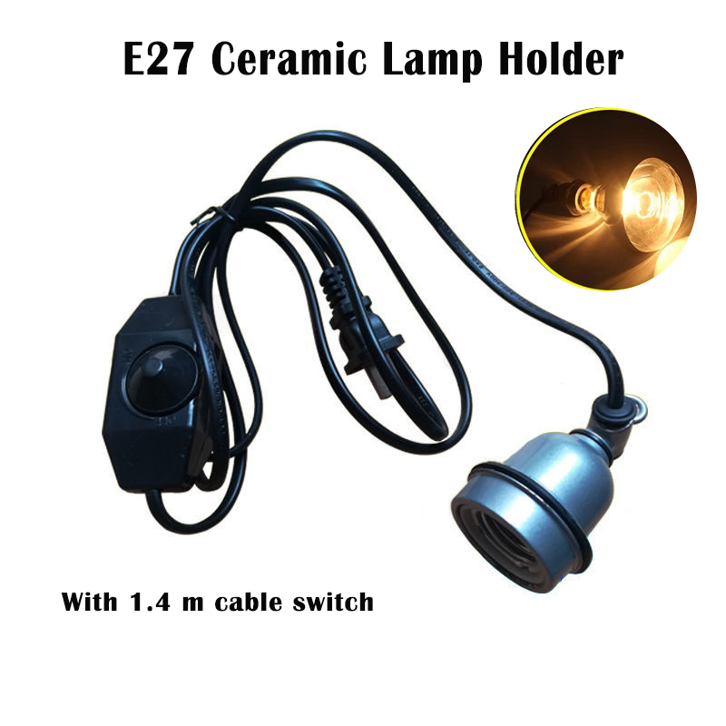 Chick Brooder Heating Lamp Holder with 1.4 m Power Cord Switch Reptile E27 Ceramic Sockets for