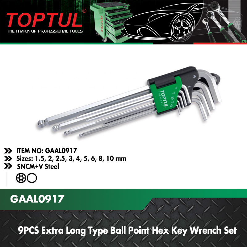 Toptul Pcs Extra Long Type Ball Point Hex Key Wrench Set Gaal