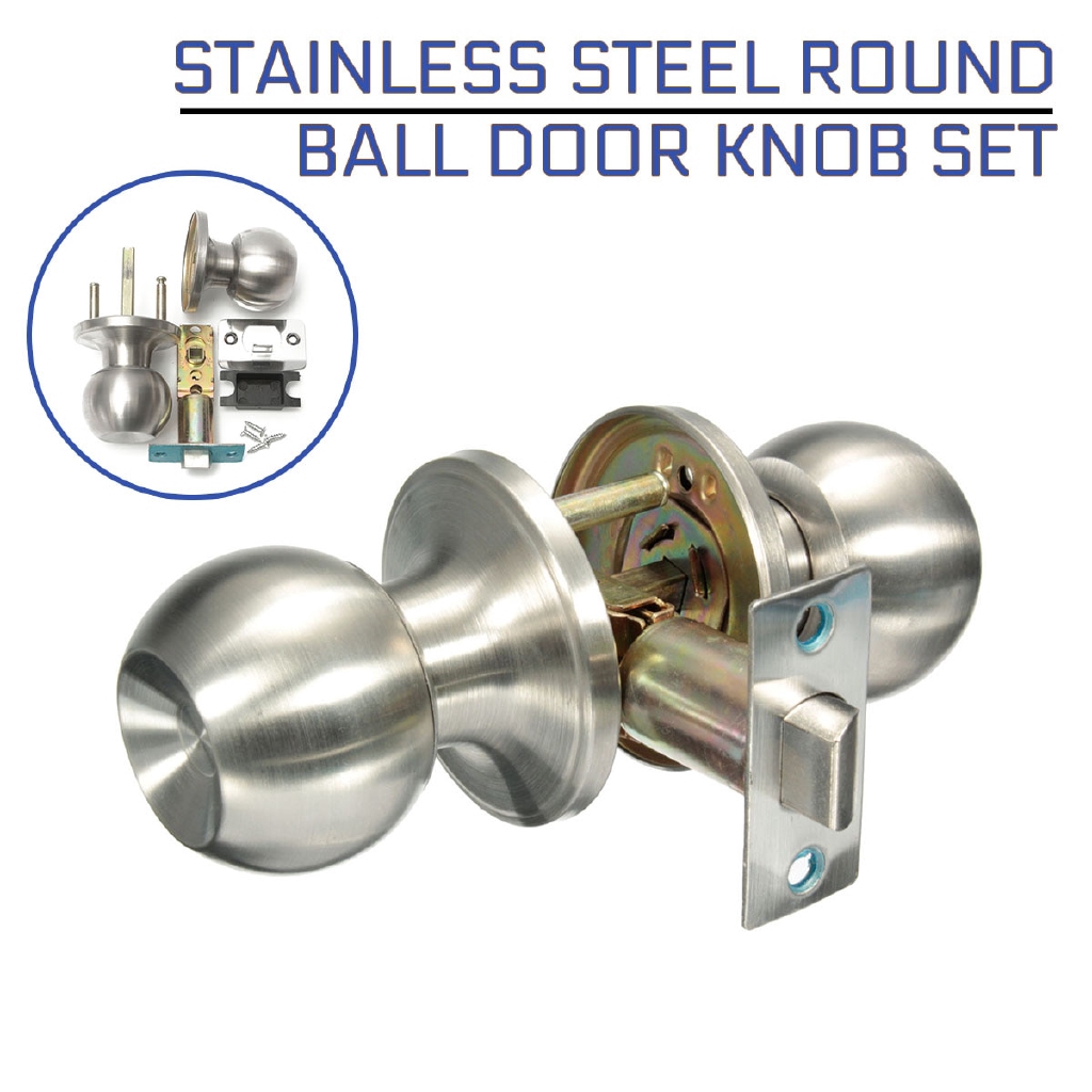 AJ Stainless Steel Round Ball Privacy Door Knob Set Lazada PH