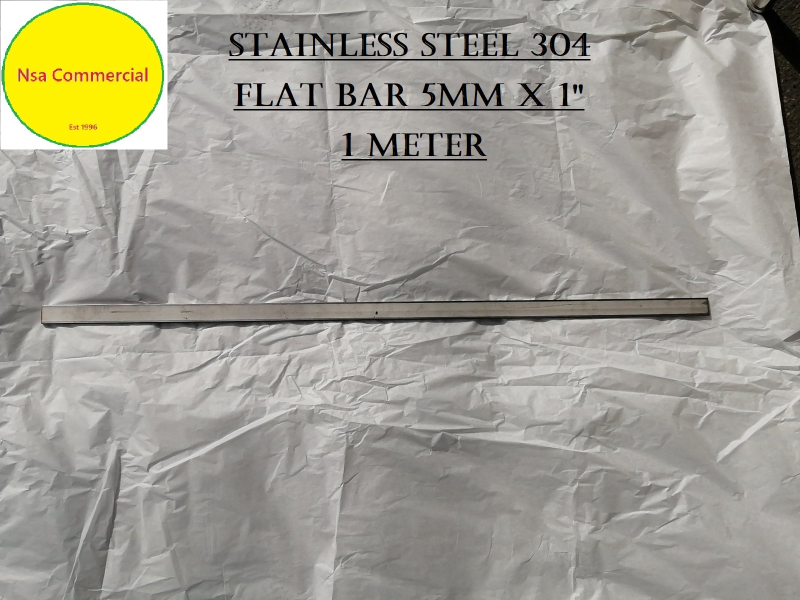 Stainless Steel Flat Bar 5mm x 1" x 1 Meter T304 (Mill Finished) 1PC