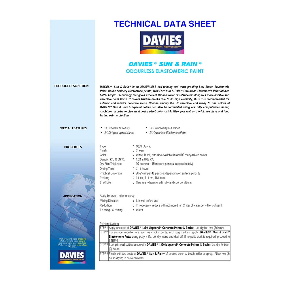 DAVIES 16 liters Sun and Rain Odorless Elastomeric Paint for Concrete