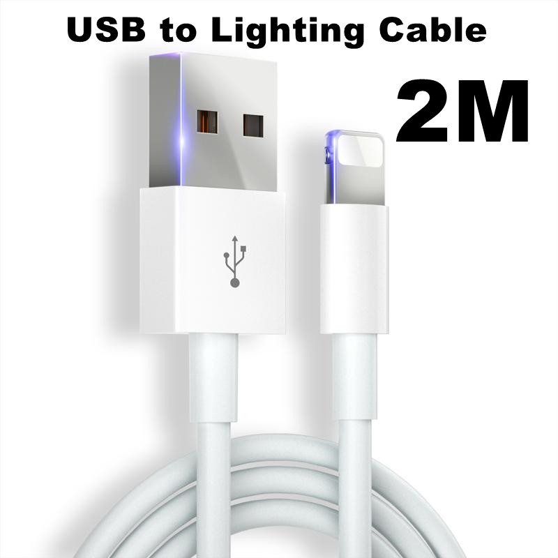 2M Fast Charger Cable USB to Lighting Data Cable for iPhone 6 6s 7 8 11 ...