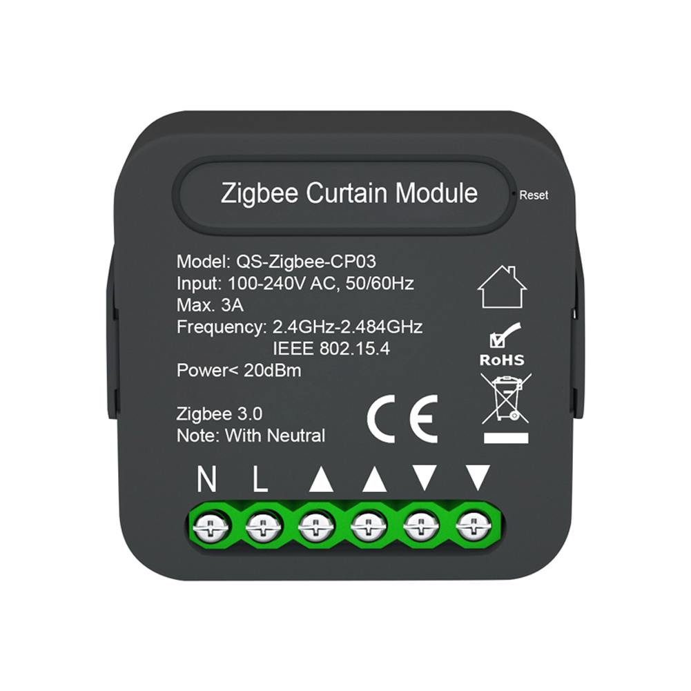 QS-Zigbee-CP03 Tuya ZigBee Intelligent Curtain Swtich Module Home Curtain Modification Module Mobilephone Device Sharing Timing Function APP Remotes Control Compatible with Alexa Google Home Voice Control Need to be Used with Gate-way