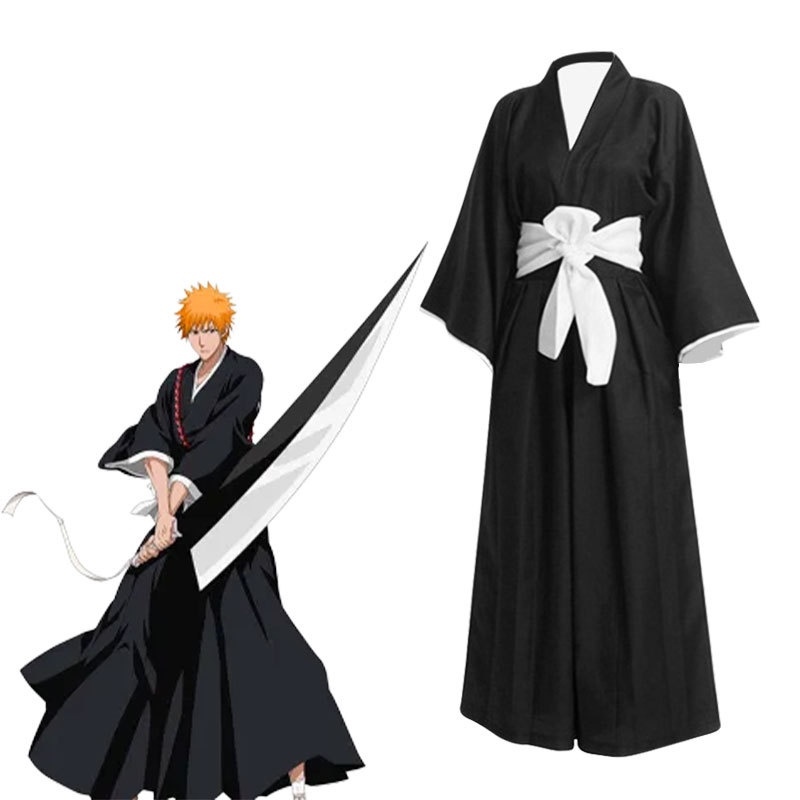 ┋ﺴ Anime Bleach Kurosaki Ichigo Cloak Cosplay Costume Thousand Year ...