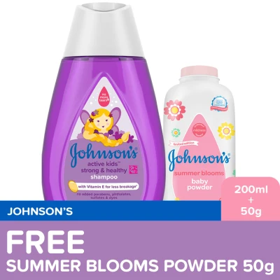 [PROMO] Johnson's Active Kids Strong & Healthy Shampoo 200ml + FREE Summer Blooms Powder 50g