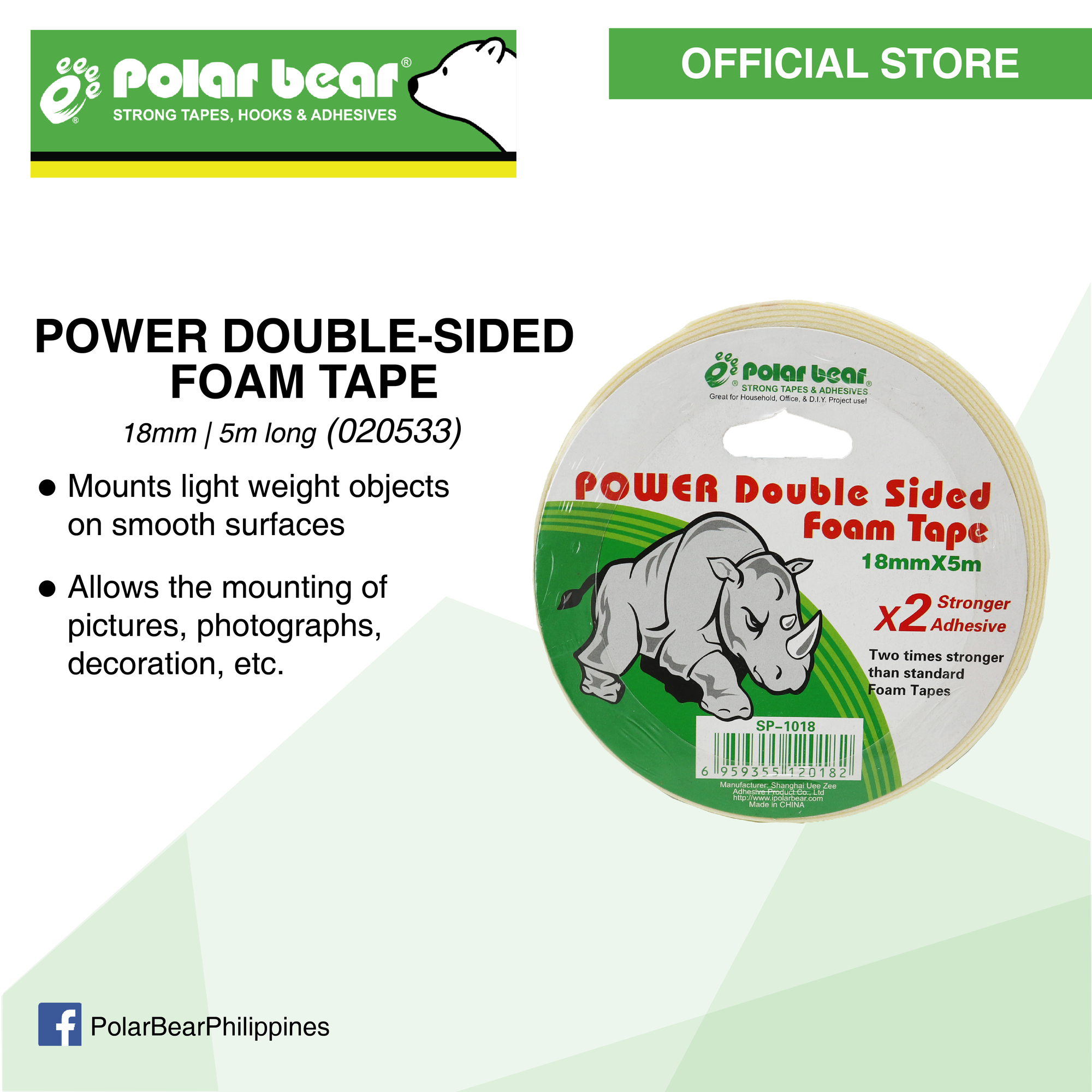 Polar Bear Power Double Sided Foam Tape 18mm X 5m Sp1018 Lazada Ph