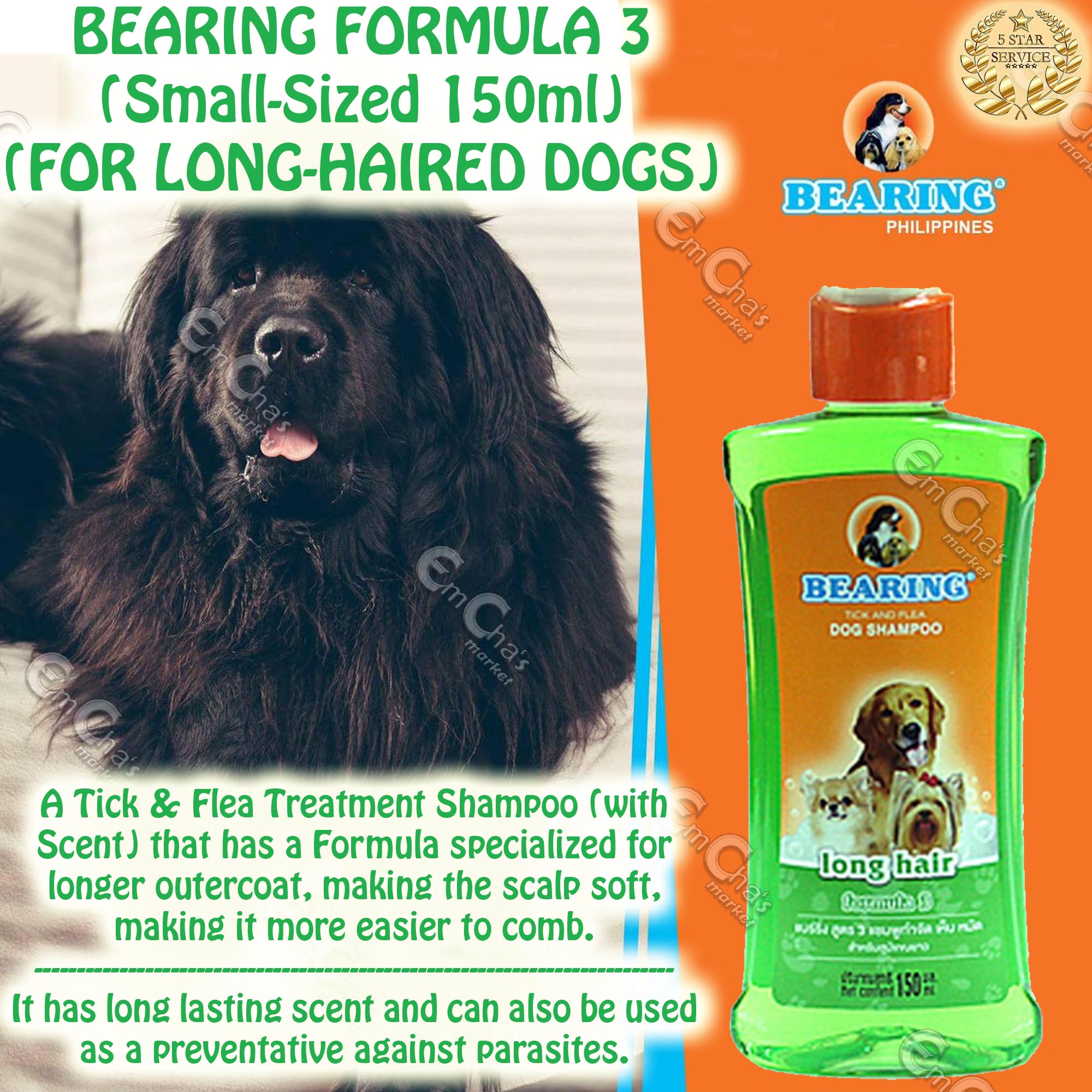 150ml (GREEN SMALL) Bearing Tick and Flea Dog Shampoo Formula 3 (Long Hair)  - (agr) Bearing Shampoo | Lazada PH