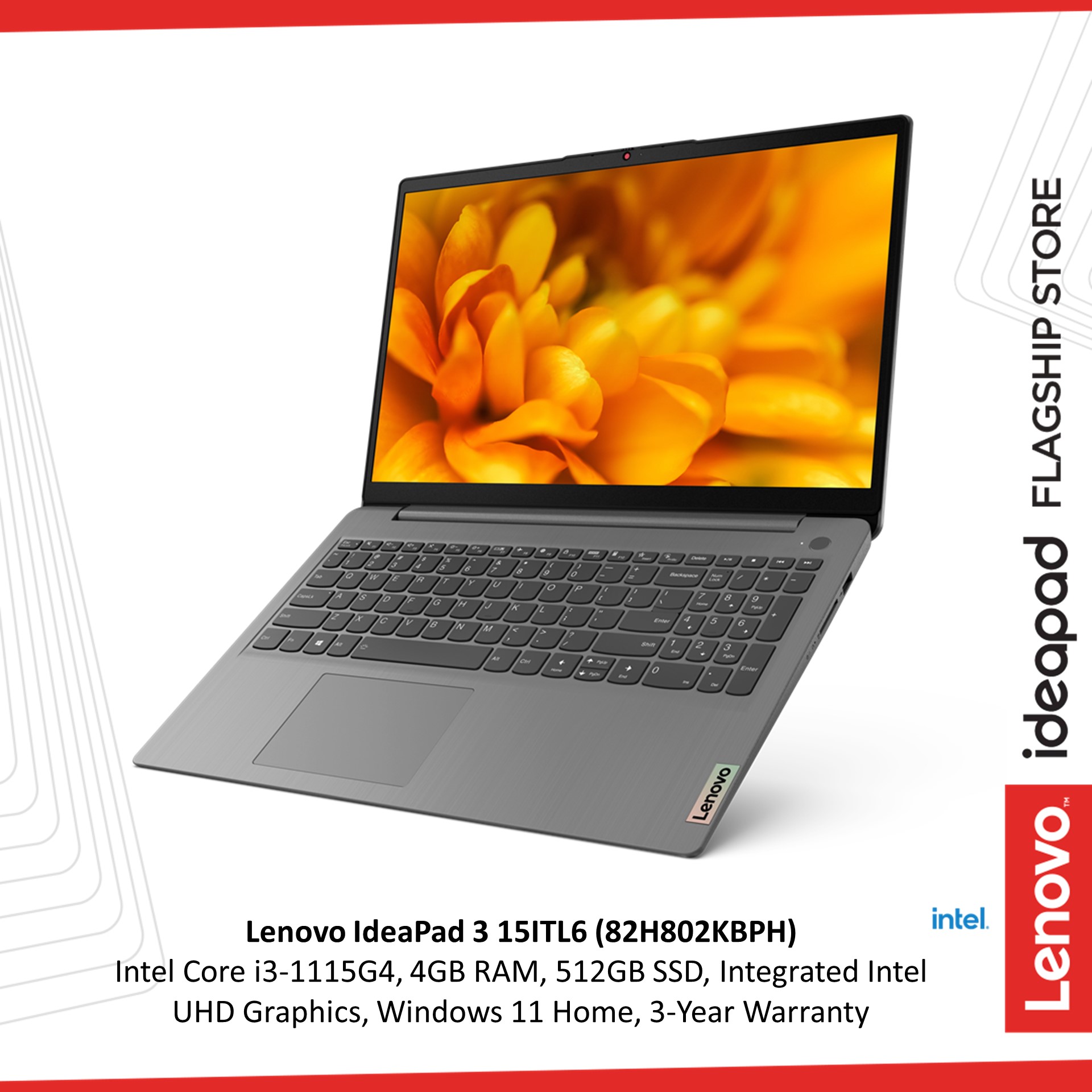 Lenovo IdeaPad 3 15ITL6 Laptop 15 6 FHD Intel Core I3 1115G4 4GB RAM 512GB SSD Integrated 