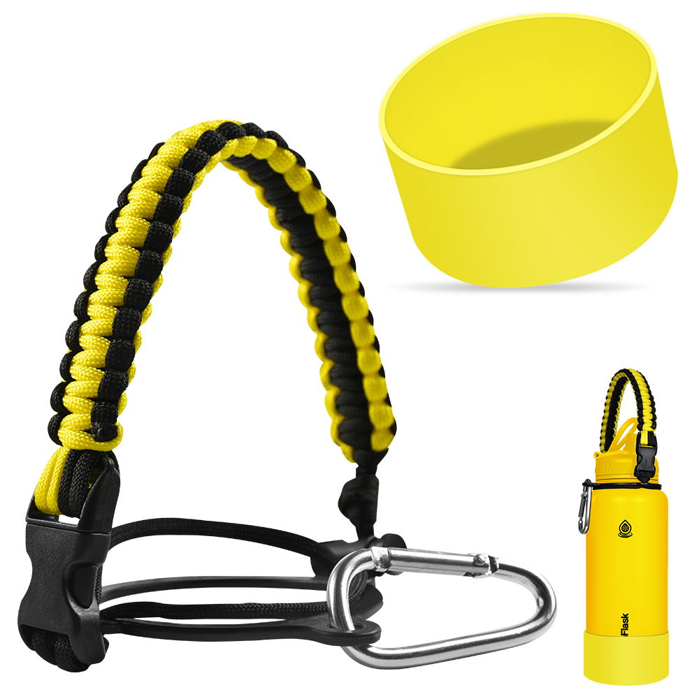 Paracord Handle + Silicone Sleeve Boot for Aquaflask Hydro Flask Simple  Modern 12 / 18 / 24oz Wide Mouth Water Bottles Paracord Strap Carrier  Accessories Set - Yellow Wholesale