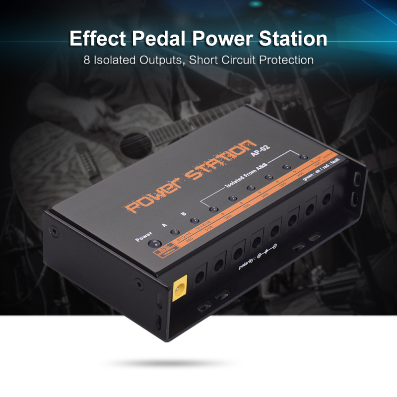 Guitar Pedal Power Supply 8 DC Outputs for 9V / 12V / 18V Effect Pedal Boards Power Station Box US Plug